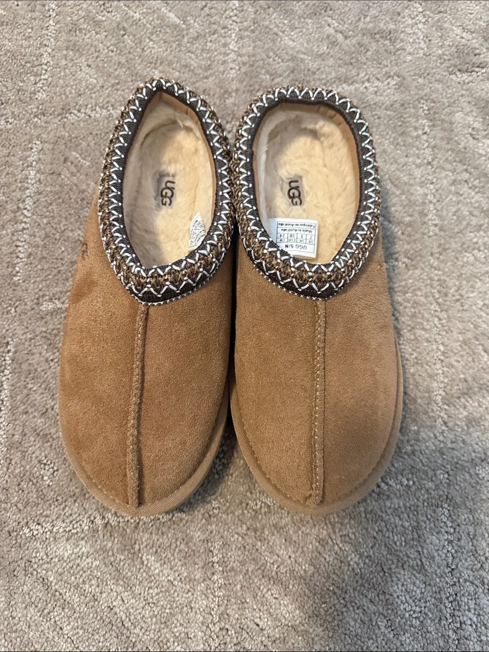UGG Tan Suede Shearling-Lined Slip-On Clog
